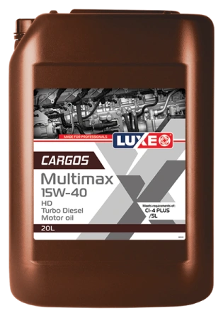 Масло моторное минеральное LUXE B2B 30335 CARGOS MULTIMAX HD TURBO DIESEL 15W40, CI-4, 20 л., 30212 API CI-4 PLUS /SL, АСЕА Е7 Россия 1/1 шт.